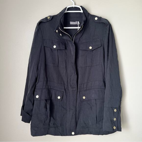 Mint Velvet Black Military Utility Full Zip Jacket Size 10